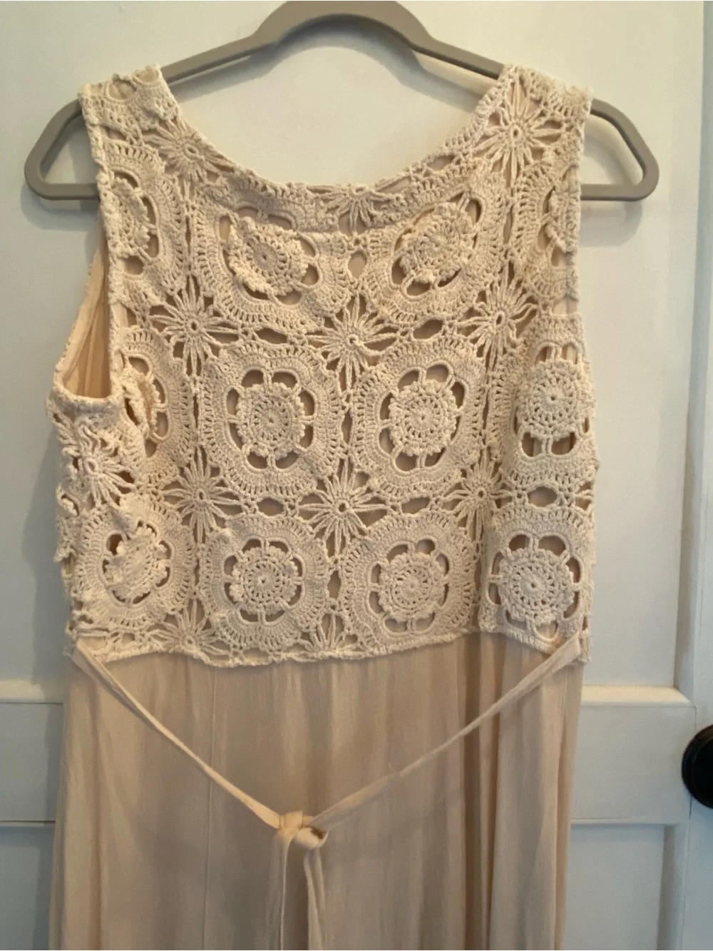 Crochet Bodice Maxi Dress in Cream